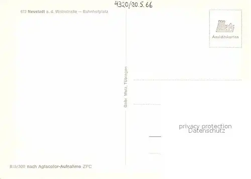 AK / Ansichtskarte Neustadt Weinstrasse Stadtbild mit Bahnhofplatz Kat. Neustadt an der Weinstr.