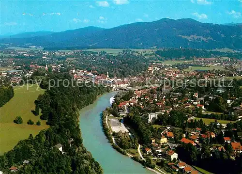 AK / Ansichtskarte Bad Toelz Stadtbild mit Isar Bayerische Alpen Fliegeraufnahme Kat. Bad Toelz