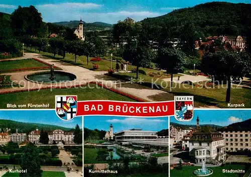 AK / Ansichtskarte Bad Brueckenau Kurpark Kurhotel Kurmittelhaus Stadtmitte  Kat. Bad Brueckenau