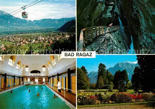 AK / Ansichtskarte Bad Ragaz Tamiaschlucht Thermalschwimmbad Kurpark mit Falknis Kat. Bad Ragaz