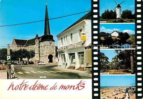AK / Ansichtskarte Notre Dame de Monts Hotel du Centre Muehle Kirche Strand Kat. Notre Dame de Monts