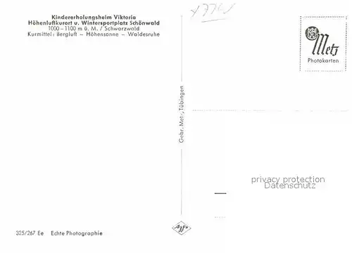 AK / Ansichtskarte Schoenwald Schwarzwald Kindererholungsheim Viktoria Heidelberger Stube Kat. Schoenwald im Schwarzwald