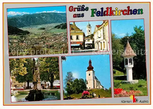 AK / Ansichtskarte Feldkirchen Kaernten Panorama Brunnen Kirche Kat. Feldkirchen in Kaernten