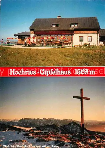 AK / Ansichtskarte Samerberg Hochries Gipfelhaus Gipfelkreuz Blick zum Grossglockner und Wilden Kaiser Kat. Samerberg Grainbach