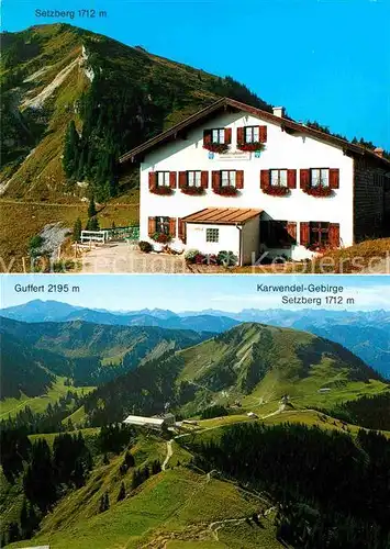 AK / Ansichtskarte Rottach Egern Berggaststaette Wallberghaus am Setzberg Alpenpanorama mit Guffert und Karwendelgebirge Kat. Rottach Egern