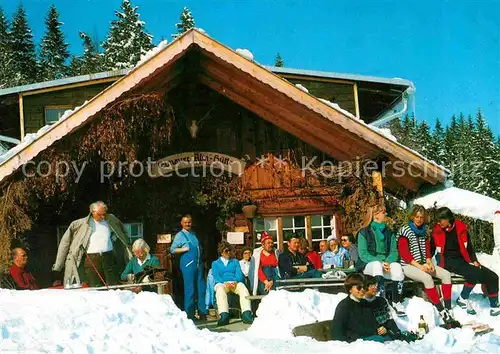 AK / Ansichtskarte Elmau Elmauer Alm Huette Sonnenterrasse im Winter Kat. Kruen