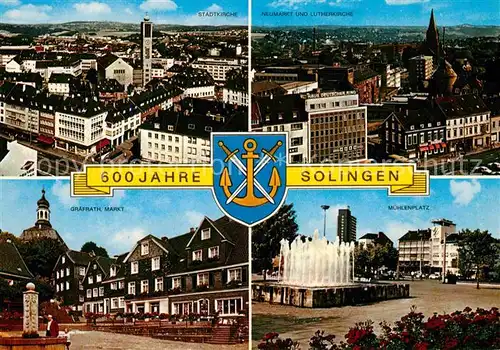 AK / Ansichtskarte Solingen 600 Jahre Graefrath Markt Muehlenplatz Lutherkirche Kat. Solingen