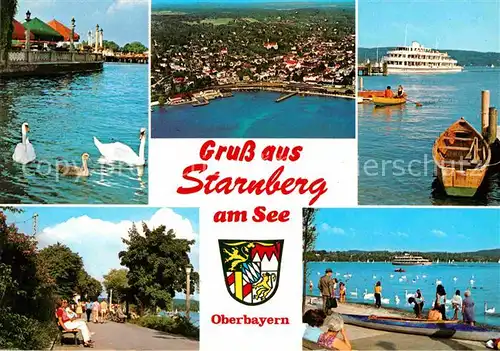AK / Ansichtskarte Starnberg See Panorama Uferpromenade Faehrschiff Kat. Starnberg