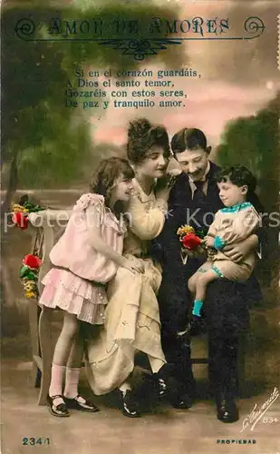 AK / Ansichtskarte Poesie Amor de Amores Foto La Favorite Nr. 234 1 Familie Kinder  Kat. Poesie