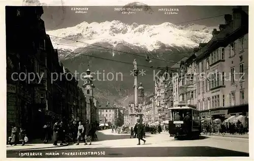 AK / Ansichtskarte Strassenbahn Innsbruck Maria Theresienstrasse  Kat. Strassenbahn