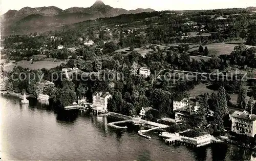 AK / Ansichtskarte Amphion Les grands hotels au bord du Lac Leman et la Dent d Oche vue aerienne