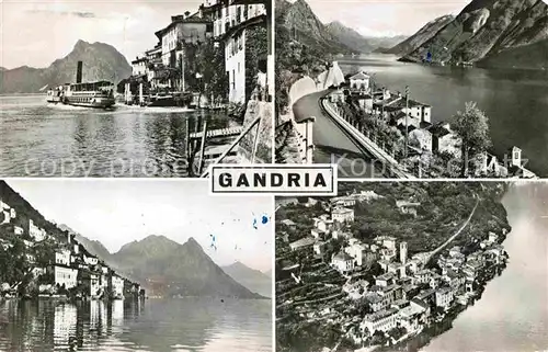 AK / Ansichtskarte Gandria Lago di Lugano Haeuserpartie am Luganersee Raddampfer Uferstrasse Fliegeraufnahme Kat. Gandria