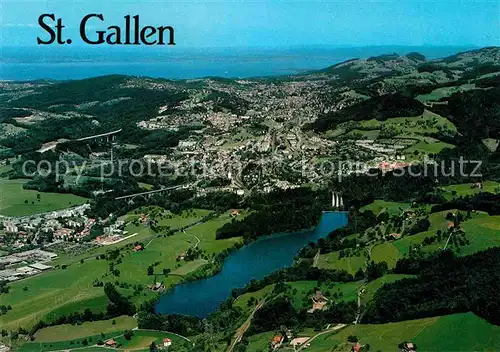 AK / Ansichtskarte St Gallen SG Fliegeraufnahme mit Guebensee und Bodenseeblick Kat. St Gallen