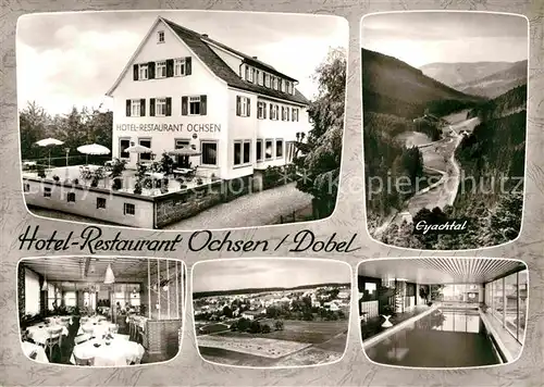 AK / Ansichtskarte Dobel Schwarzwald Hotel Restaurant Ochsen Gastraum Eyachtal Panorama Hallenbad Kat. Dobel