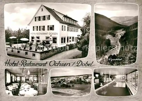 AK / Ansichtskarte Dobel Schwarzwald Hotel Restaurant Ochsen Eyachtal Gastraum Panorama Hallenbad Kat. Dobel