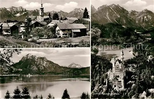 AK / Ansichtskarte Rieden Forggensee Ortsansicht Schloss Neuschwanstein  Kat. Rieden am Forggensee