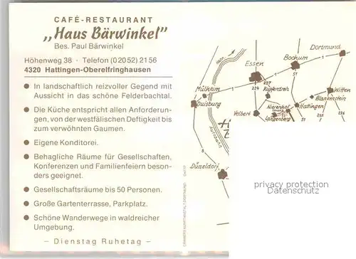 AK / Ansichtskarte Oberelfringhausen Cafe Restaurant Haus Baerwinkel Kat. Hattingen