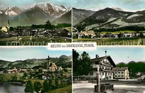AK / Ansichtskarte Reith Brixlegg Gesamtansicht mit Alpenpanorama Platz Brunnen Hotel Kirche Kat. Brixlegg