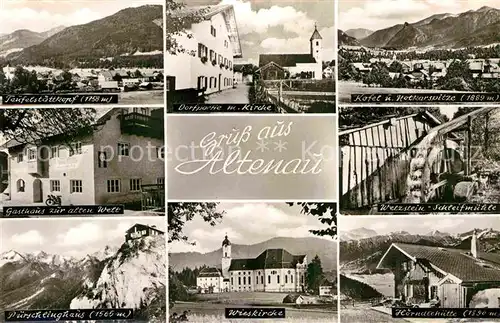 AK / Ansichtskarte Altenau Oberbayern Gesamtansicht mit Alpenpanorama Gasthaus Wieskirche Berghuetten Wetzstein Schleifmuehle Kat. Saulgrub