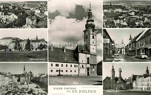 AK / Ansichtskarte St Poelten Teilansichten Krankenhaus Hauptplatz Dom Wienerstrasse Kat. St. Poelten