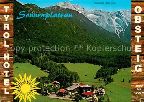 AK / Ansichtskarte Obsteig Tirol Fliegeraufnahme Hotel Tyrol Mieminger Kette Kat. Obsteig
