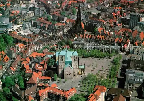 AK / Ansichtskarte Muenster Westfalen Fliegeraufnahme Innenstadt mit Dom und St Lamberti Kirche Kat. Muenster