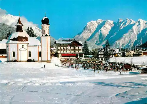 AK / Ansichtskarte Seefeld Tirol Seekirchl mit Karwendelgebirge Kat. Seefeld in Tirol