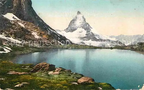 AK / Ansichtskarte Zermatt VS Riffelalpsee mit Matterhon Bergsee Walliser Alpen Kat. Zermatt