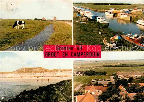 AK / Ansichtskarte Camperduin Viehweide Kanal Boote Kueste Strand Kat. Niederlande