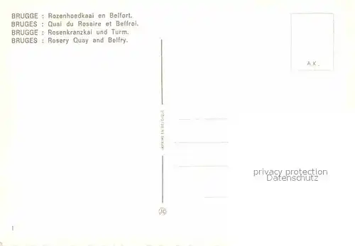 AK / Ansichtskarte Bruegge West Vlaanderen Rosenkranzkai Turm Rozenhoedkaai en Belfort Kat. Bruges