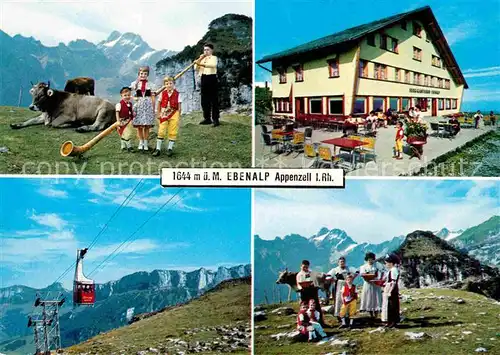 AK / Ansichtskarte Appenzell IR Ebenalp im Alpstein mit Blick zum Saentis Appenzeller Alpen Hornblaeser Bergbahn Kat. Appenzell