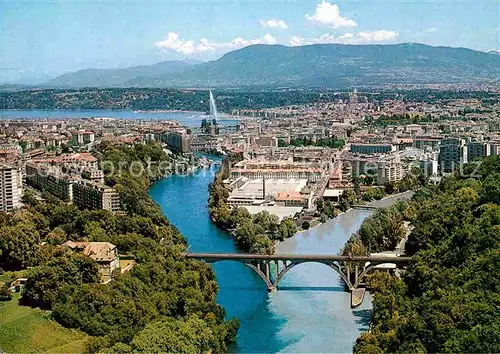 AK / Ansichtskarte Geneve GE Vue aerienne de la Jonction entre le Rhon et l Arve Kat. Geneve