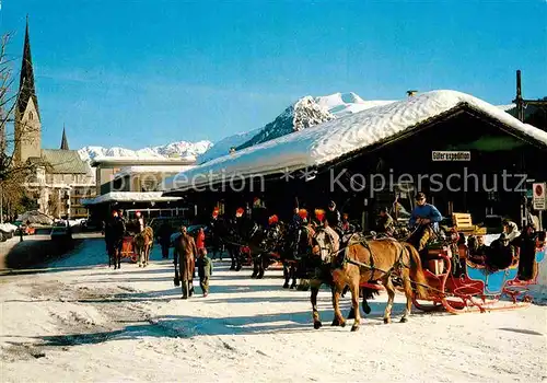 AK / Ansichtskarte Davos GR Dorfmotiv Kirche Pferdeschlitten Kat. Davos