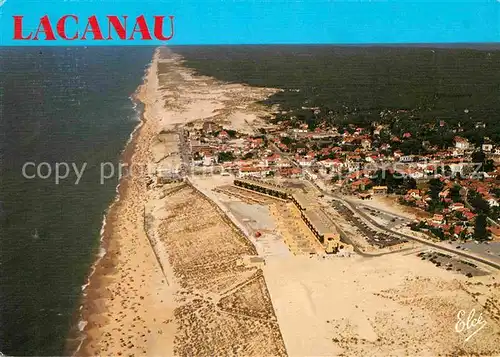 AK / Ansichtskarte Lacanau Vue generale aerienne sur la Grande Plage et les Dunes Kat. Lacanau