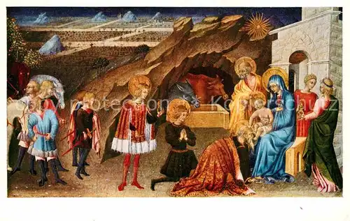 AK / Ansichtskarte Kuenstlerkarte Alte Kuenstler Giovanni di Paolo The Adoration of the Magi  Kat. Kuenstlerkarte