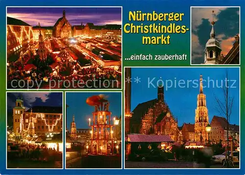 AK / Ansichtskarte Nuernberg Christkindlesmarkt bei Nacht Details Kat. Nuernberg