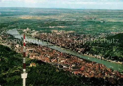 AK / Ansichtskarte Heidelberg Neckar Blick vom Fernsehturm auf dem Koenigstuhl Fliegeraufnahme Kat. Heidelberg