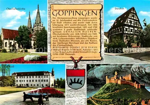 AK / Ansichtskarte Goeppingen Oberhofenkirche Storchen Schloss Burg Hohenstaufen Rekonstruktion Kat. Goeppingen