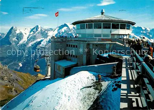 AK / Ansichtskarte Schilthorn Muerren Schilthornbahn mit Eiger Moench Jungfrau Kat. Schilthorn