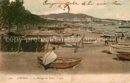 AK / Ansichtskarte Cannes Alpes Maritimes Le Sechage des Filets Plage Kat. Cannes