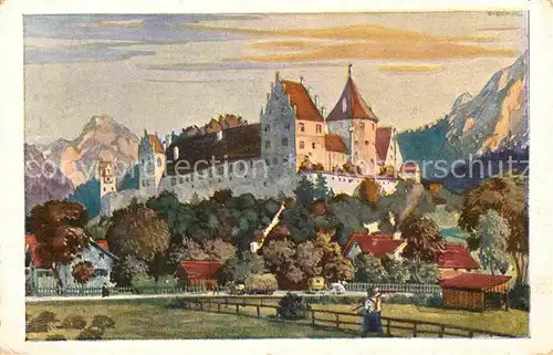 AK / Ansichtskarte Fuessen Allgaeu Hohes Schloss Kuenstlerkarte Kat. Fuessen