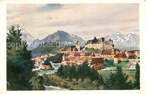 AK / Ansichtskarte Fuessen Allgaeu Panorama Kuenstlerkarte  Kat. Fuessen