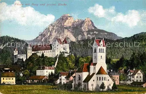 AK / Ansichtskarte Fuessen Allgaeu Burg prostetantische Kirche Kat. Fuessen