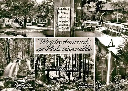 AK / Ansichtskarte Loffenau Bad Herrenalb Waldrestaurant zur Plotzsaegemuehle Wasserfall Brueck  Kat. Bad Herrenalb