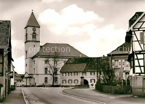 AK / Ansichtskarte Langensteinbach Karlsbad Hauptstrasse Kirche Kat. Karlsbad