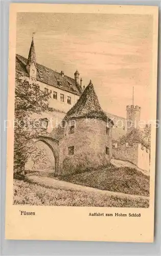 AK / Ansichtskarte Fuessen Allgaeu Auffahrt Hohes Schloss Kat. Fuessen