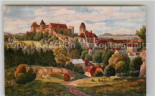 AK / Ansichtskarte Fuessen Allgaeu Panorama Schloss Kuenstlerkarte Marschall Kat. Fuessen