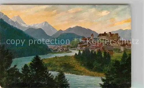 AK / Ansichtskarte Fuessen Allgaeu Panorama Schloss Kuenstlerkarte Hoffmann Kat. Fuessen