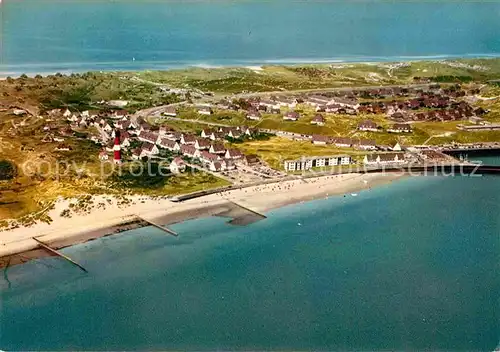 AK / Ansichtskarte Hoernum Sylt Fliegeraufnahme mit Strand und Leuchtturm Kat. Hoernum (Sylt)