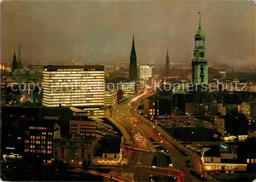 AK / Ansichtskarte Hamburg Fliegeraufnahme Ost West Strasse bei Nacht Kat. Hamburg